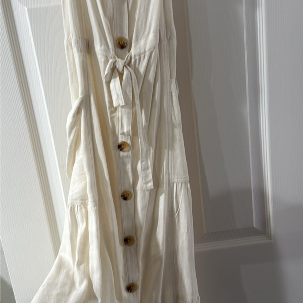 Lovestitch Cream Buttoned Tie Front Sundress